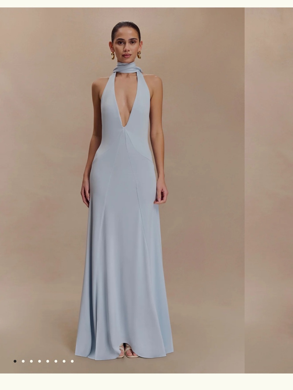 Meshki Juliette Slinky Maxi Dress with Scarf Blue